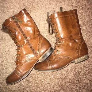 Brown combat boots